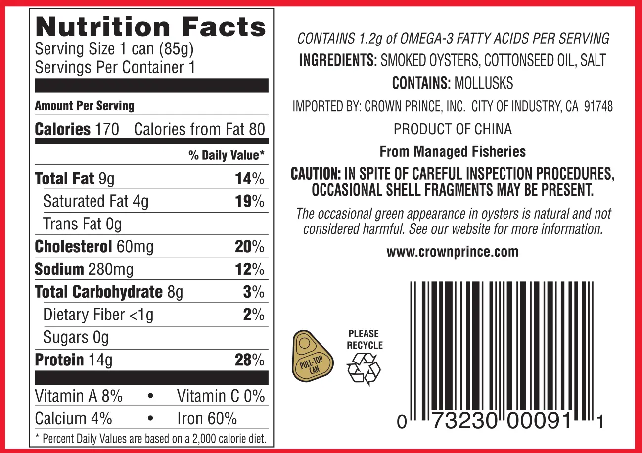 calories in smoked oysters - How many calories are in 6 oysters on the half shell