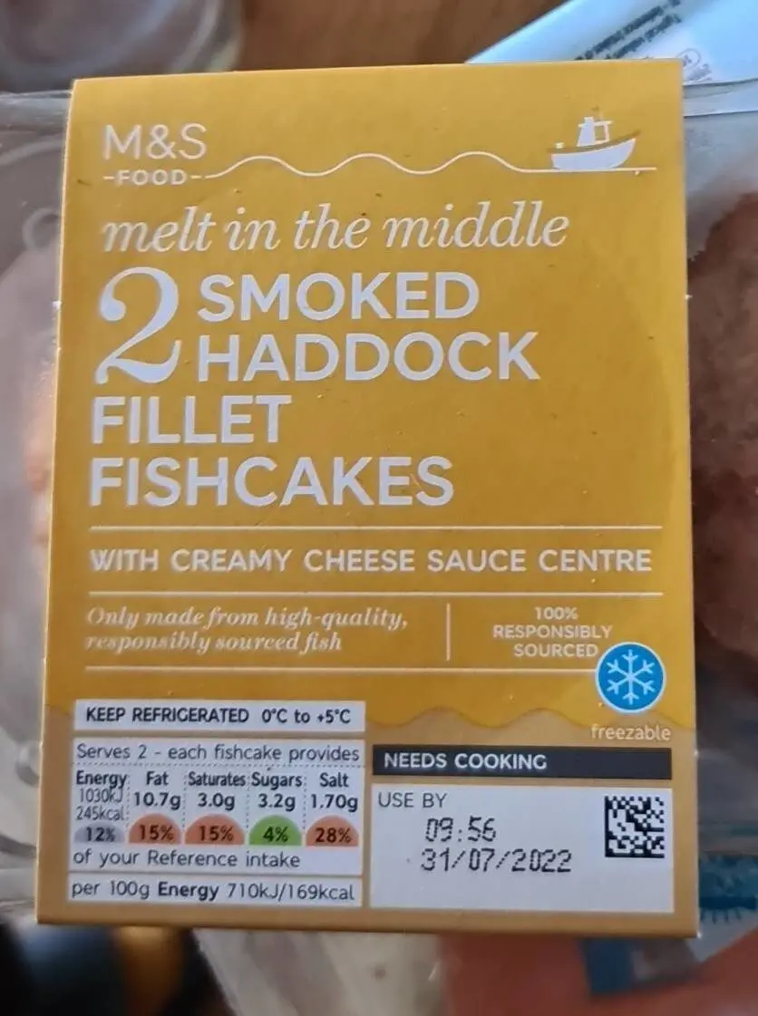 m&s smoked haddock fishcakes - How many calories are in M&S haddock fishcakes