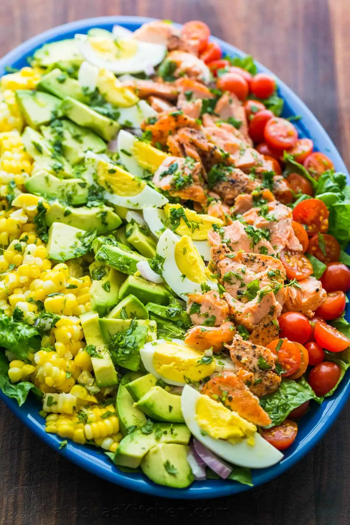 smoked salmon cobb salad - How many calories in a blackened salmon Cobb salad