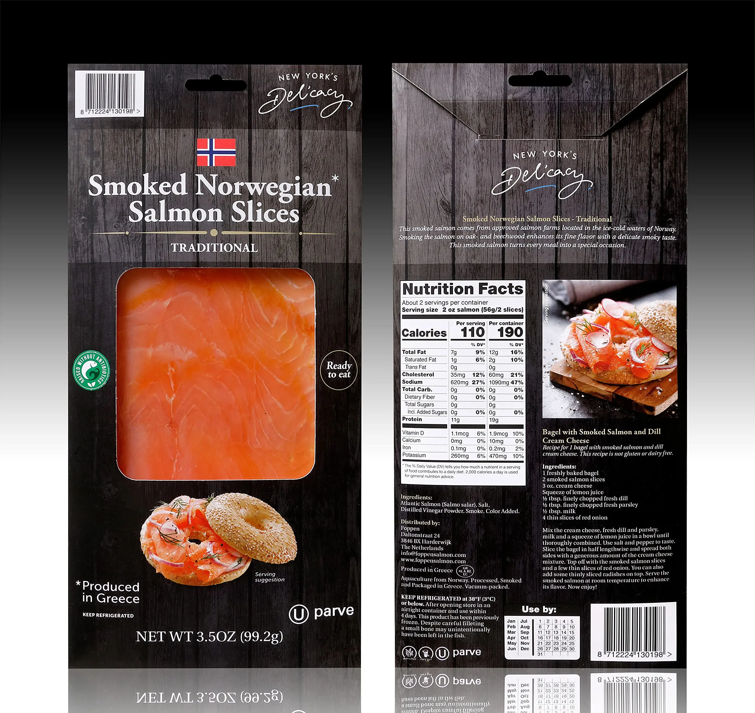 foppen smoked norwegian salmon slices - How many calories in Foppen Smoked Norwegian salmon slices