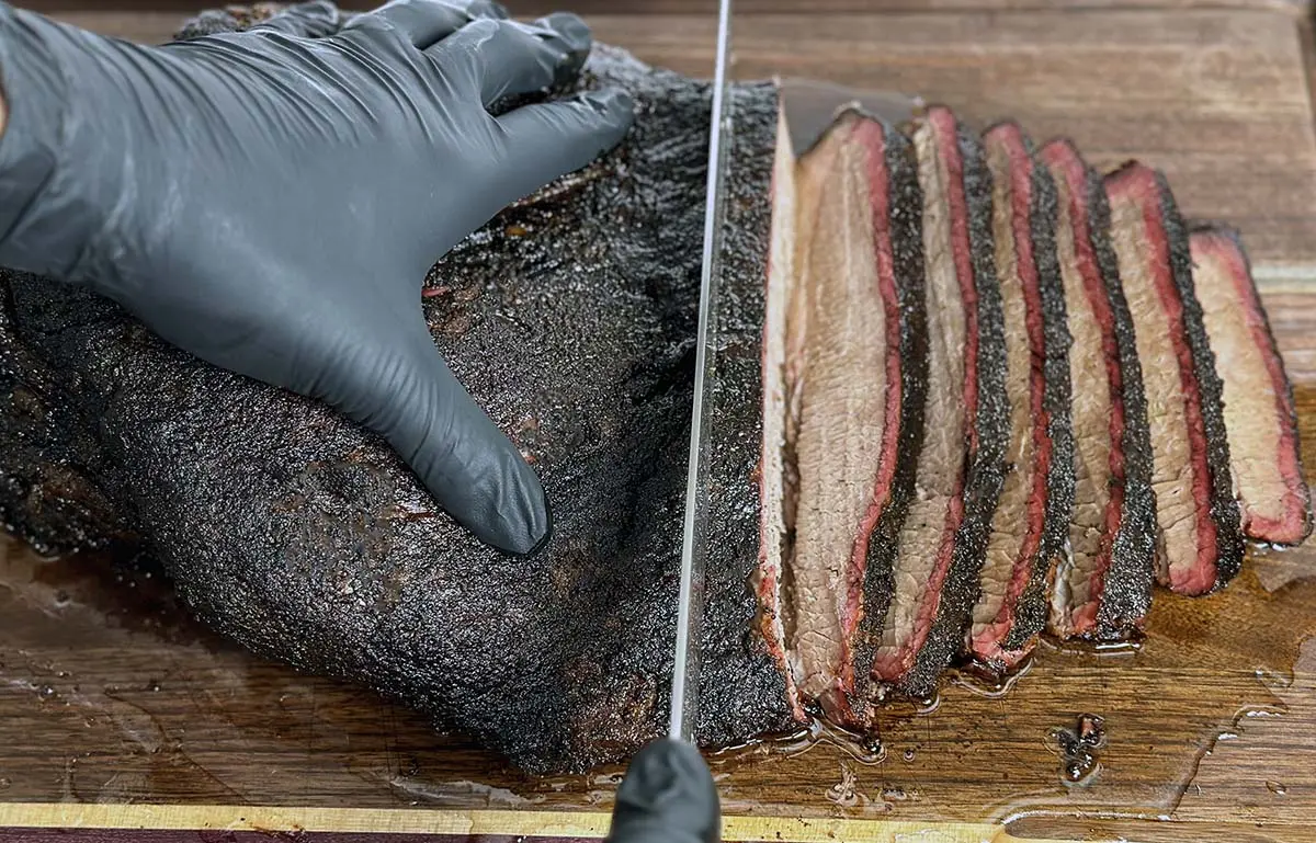 cutting a smoked brisket - How thick to cut smoked brisket
