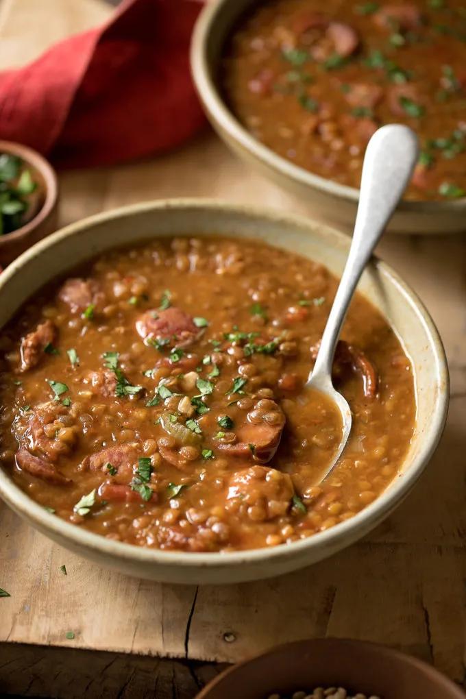 smoked sausage and lentil soup - What are the nutrition facts of lentil sausage soup