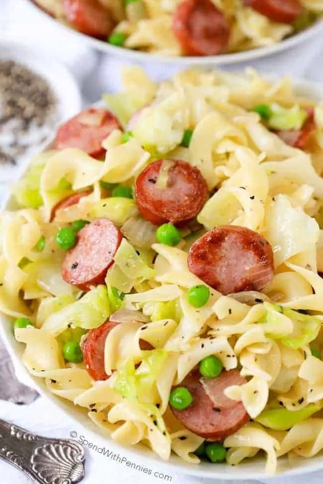 smoked sausage cabbage and noodles - What is the origin of Haluski