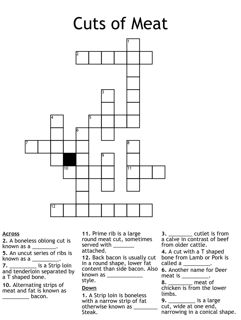cut of spicy smoked beef crossword - What is thinly sliced beef crossword