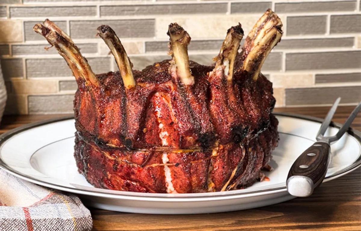 pork crown roast smoked - What temperature is a crown pork roast done at