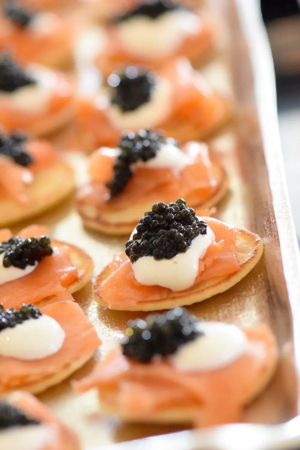 smoked salmon and caviar blinis - What to serve with caviar blinis
