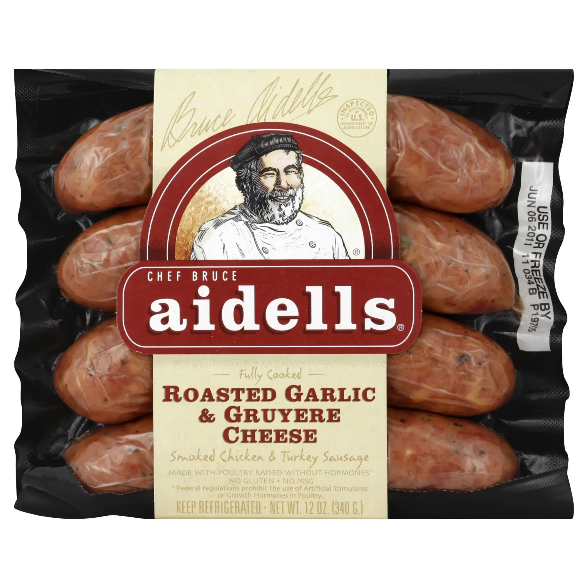 aidells chicken sausage smoked roasted garlic & gruyere cheese - Where is aidells sausage made